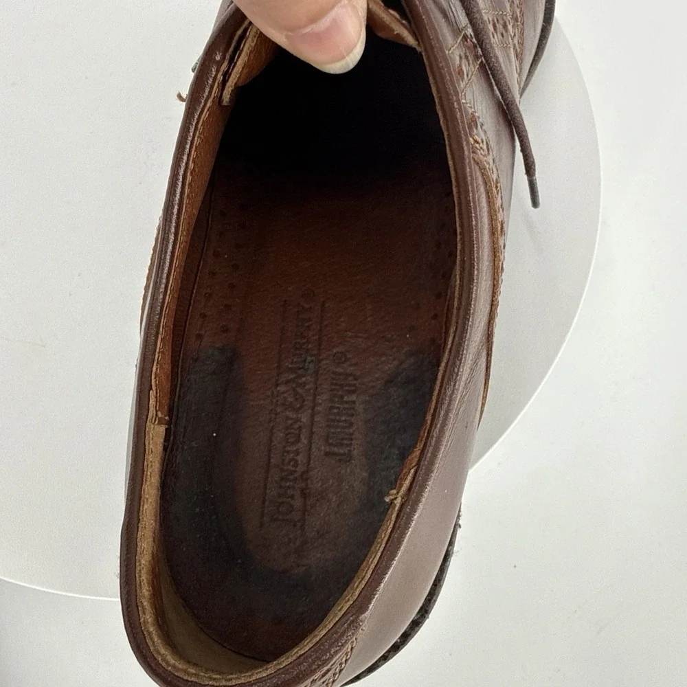 Johnston &‎ Murphy Brown Leather Plain Toe Dress Shoes Men's Size 11 M / Italy